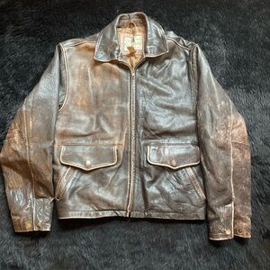Gap Men’s Vintage 90s M Brown Leather Indiana Jones distressed bomber jacket